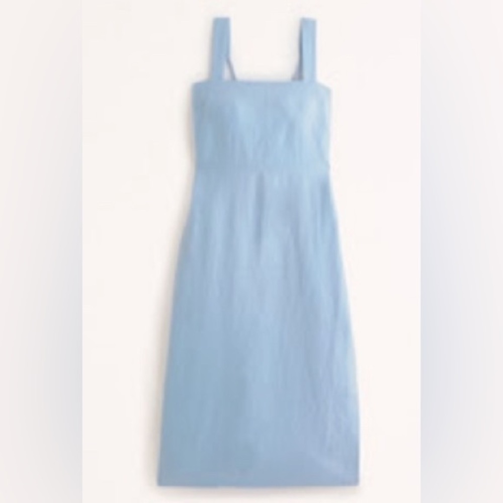 ABERCROMBIE & FITCH Premium Linen High-Slit Midi Dress